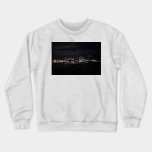 Detroit View at night / Detroit river photography, Crewneck Sweatshirt